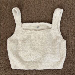 Women's Cream Fuzzy Tank Top